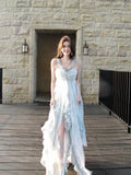 Modest A line Halter Light Sky Blue Chiffon Floor Length Prom Dresses 16th Nigh Party Birthday Outfits HZ0311