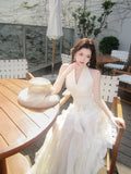 Modest A line Halter White Layered Chiffon Floor Length Prom Dresses 18th Nigh Party Birthday Outfits HZ0311