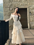 Classy Mermaid Off The Shoulder White With Long Sleeve Floor Length Pleated Prom Dress Graduation 20th Birthday Outfits HZ0311