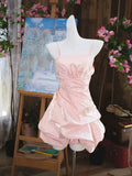 Vintage Ball Gown Spaghetti Straps Short Cocktail Dress 16th Birthday Outfits Homecoming Dresses Night Party Gown HZ0311