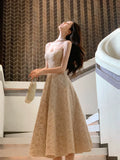 Modest A Line Spaghetti Straps Champagne Satin Prom Dresses Wedding Guest Dress 20th Birthday Outfits HZ0311