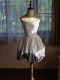 Vintage Ball Gown Strapless White Ombre Blue Satin Short Cocktail Dress 16th Birthday Outfits Homecoming Dresses Night Party Gown HZ0311