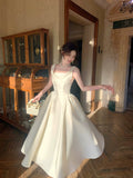 Modest A Line Square Neck Satin Prom Dresses Wedding Guest Dress 20th Birthday Outfits HZ0311