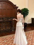 Elegant Mermaid Halter Ivory Ankle Length Prom Dresses 17th Nigh Party Birthday Outfits HZ0311
