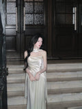 Modest A Line Spaghetti Straps Ivory Satin Long With Scarf Prom Dresses Wedding Guest Dress 16th Birthday Outfits HZ0311