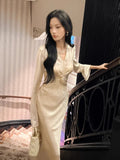 Sexy Mermaid V Neck White Satin Ankle Length Prom Dresses Wedding Guest Dress 22th Birthday Outfits HZ0311
