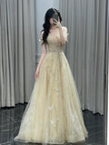 Classy A line Off The Shoulder With Cap Sleeves Sequins Long Formal Prom Dresses Dance Night Outfits Party Gowns HZ0311