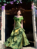 Elegant Mermaid Off The Shoulder Green Long Prom Dresses 16th Nigh Party Birthday Outfits HZ0311