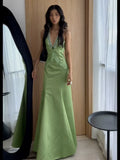 Vintage 1980s Mermaid V Neckline Green Prom Dresses Inspiration Long Party Retro Evening Dress 21st Birthday Outfits HZ0311