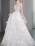 Modest Ball Gown Strapless White Sequins Prom Dresses Inspiration Long Party Evening Dress 21st Birthday Outfits HZ0311