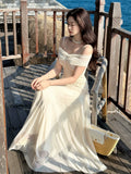 Elegant A Line Spaghetti Straps Champagne Chiffon Sleeveless Long Prom Dresses 18th Birthday Outfits HZ0311