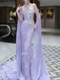 Sparkly Mermaid Halter Lilac Sequins Prom Dresses Inspiration Long Party Night Gowns 20th Birthday Outfits HZ0311