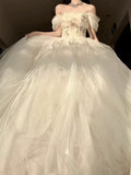 Princess Ball Gown Off The Shoulder Tulle Champagne Prom Dresses Inspiration Long Party Night Gowns 20th Birthday Outfits HZ0311