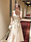 Modest A line Sweetheart Ivory Satin Lace Prom Dresses Wedding Guest Dress 20th Party Birthday Outfits HZ0311