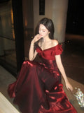 Elegant Mermaid Off The Shoulder Burgundy Long Prom Dresses 16th Nigh Party Birthday Outfits HZ0311