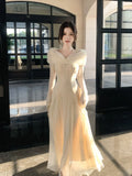 Modest A line Off The Shoulder Lace White Long Sleeves Prom Dresses Wedding Guest Dress Birthday Outfits HZ0311