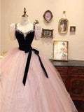 Princess Ball Gown Sweetheart With Short Sleeves Pink Tulle Bodice Prom Dresses Inspiration Long Party Gowns 20th Birthday Outfits HZ0311