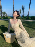 Elegant A line Square Neck White Lace Long Sleeves Prom Dresses 16th Nigh Party Birthday Outfits HZ0311