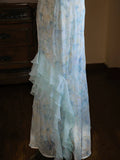 Vintage 1960s A line Spaghetti Straps Light Blue Chiffon Prom Dresses Inspiration Long Party Evening Dress 18th Birthday Outfits HZ0311