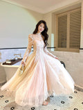 Cute A Line Long Sleeves Lace Pleated Prom Dresses Graduation 18th Birthday Holiday Outfits HZ0311