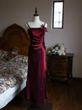 Vintage 1950s Mermaid Spaghetti Straps Burgundy Prom Dresses Inspiration Long Party Retro Evening Dress 18th Birthday Outfits HZ0311