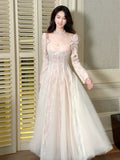 Cute A Line Long Sleeves Lace Pleated Prom Dresses Graduation 18th Birthday Holiday Outfits HZ0311