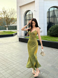 Modest Mermaid Halter Green Prom Dresses Wedding Guest Gown 18th Nigh Party Birthday Outfits HZ0311