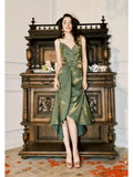 Modest Mermaid Spaghetti Straps Olive Green Prom Dresses High School Teens Senior Graduation Dance Party Outfits HZ0311