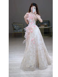 Princess Ball Gown Off The Shoulder Tulle Pink Prom Dresses Inspiration Long Party Night Gowns 20th Birthday Outfits HZ0311