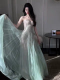 Sparkly A line Sweetheart Mint Green Sequins Long Prom Dress Fashion Aesthetic High School Formal Dresses Party Outfits Prom Gown HZ0311