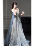 Sparkly A line Off The Shoulder Sequins Long Prom Dress Fashion Aesthetic For Teens Formal Dresses Party Outfits Prom Gown HZ0311