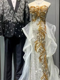 Sparkly Mermaid Sweetheart Gold Sequins Prom Dresses Inspiration Long Party Night Gowns 19th Birthday Outfits HZ0311