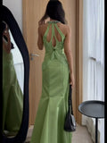 Vintage 1980s Mermaid V Neckline Green Prom Dresses Inspiration Long Party Retro Evening Dress 21st Birthday Outfits HZ0311