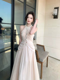 Elegant Mermaid Halter Pink Chiffon With Pleated Sleeveless Long Prom Dresses 16th Nigh Party Birthday Outfits HZ0311