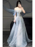 Sparkly A line Off The Shoulder Sequins Long Prom Dress Fashion Aesthetic For Teens Formal Dresses Party Outfits Prom Gown HZ0311