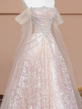 Unique Ball Gown Off The Shoulder Pink With Short Sleeves Prom Dresses Inspiration Party Night Gowns 20th Birthday Outfits HZ0311