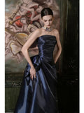 Simple Mermaid Navy Blue Strapless With Pleated Prom Dresses Inspiration Long Party Night Evening Gowns 19th Birthday Outfits HZ0311