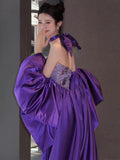 Sparkly Mermaid Strapless Purple Sequins Prom Dresses Inspiration Long Party Night Gowns 20th Birthday Outfits HZ0311
