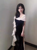 Unique Mermaid One Shoulder Black Prom Dresses Inspiration Long Party Night Gowns 20th Birthday Outfits HZ0311