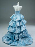 Princess Ball Gown Sweetheart Blue Tiered Bodice Prom Dresses Inspiration Long Party Night Gowns 20th Birthday Outfits HZ0311