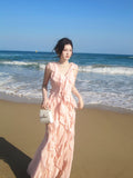 Simple A line V Neckline Chiffon Coral Pink Prom Dresses Long 16th Birthday Outfits HZ0311
