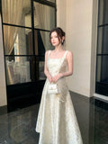 Elegant A line Square Neck Floral Satin Ankle Length Satin Prom Dresses 16th Nigh Party Birthday Outfits HZ0311