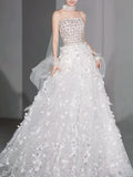 Modest Ball Gown Strapless White Sequins Prom Dresses Inspiration Long Party Evening Dress 21st Birthday Outfits HZ0311