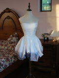 Vintage Ball Gown Strapless White Ombre Blue Satin Short Cocktail Dress 16th Birthday Outfits Homecoming Dresses Night Party Gown HZ0311