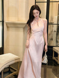 Sexy A line Scoop Neck Pink Satin Prom Dresses Wedding Guest Dress 20th Birthday Outfits HZ0311