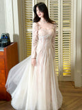 Cute A Line Long Sleeves Lace Pleated Prom Dresses Graduation 18th Birthday Holiday Outfits HZ0311