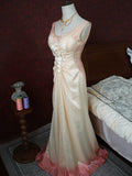Vintage 1960s Mermaid V Neck Pink With Flowers Lace Prom Dresses Inspiration Long Party Evening Dress 18th Birthday Outfits HZ0311