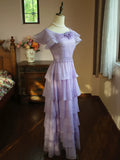 Vintage A line Scoop Neck Lilac Prom Dresses With Pleated Inspiration Long Party Night Evening Dress 18th Birthday Outfits HZ0311