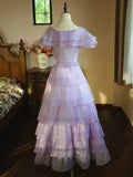 Vintage A line Scoop Neck Lilac Prom Dresses With Pleated Inspiration Long Party Night Evening Dress 18th Birthday Outfits HZ0311