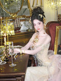 Sexy Mermaid Off The Shoulder Champagne Long Sequin Prom Dresses Party Dress 16th Birthday Outfits Graduation Dress HZ0311